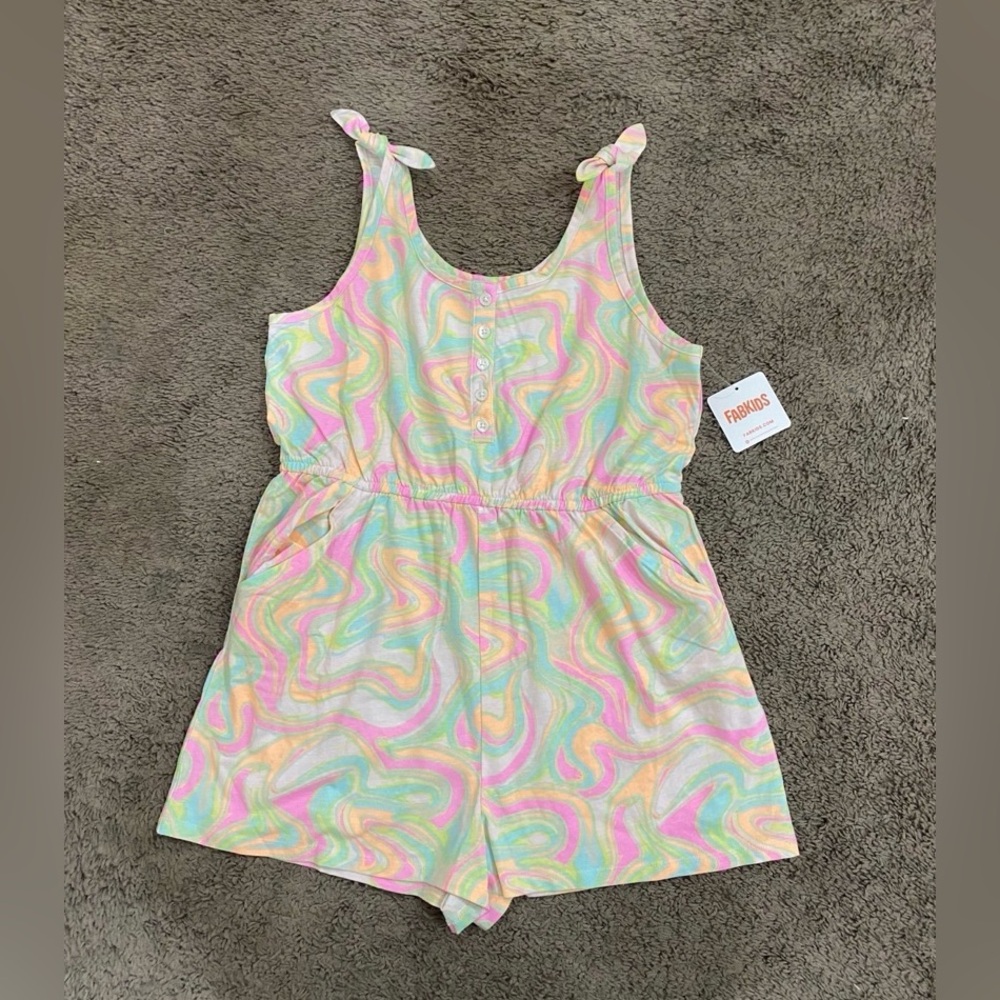 Girls Fab Kids Bright Swirl Color Romper size 14/16 NWT
